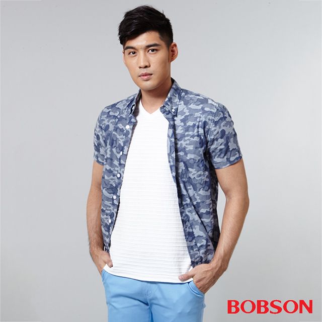 BOBSON  男款迷彩布襯衫(25001-53)