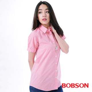 BOBSON 女款粉紅素面長版襯衫(24131-13)