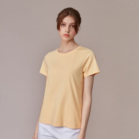 GIORDANO 女裝SORONA涼感素色T恤-45 金秋黃