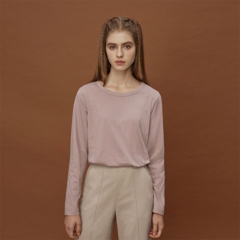 GIORDANO 女裝素色圓領T恤-33 粉紫色