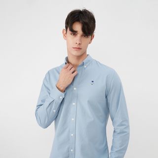 GIORDANO 男裝彈力牛津紡襯衫-06 藍色