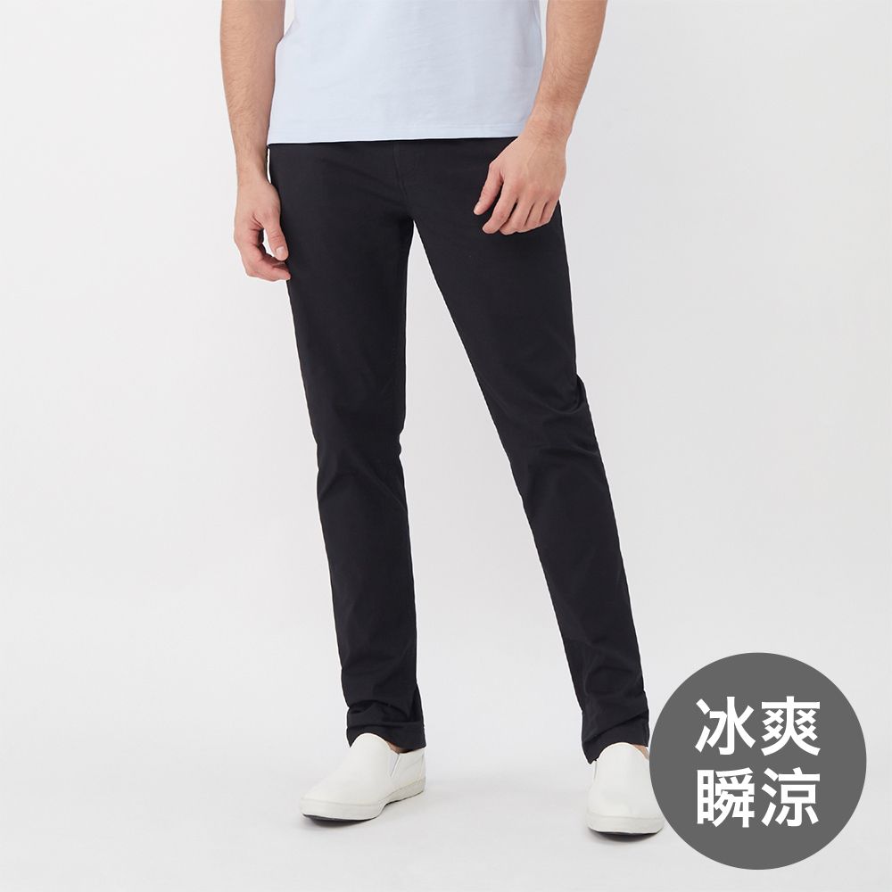 GIORDANO 佐丹奴 男裝彈力錐形冰冰褲-09 黑色