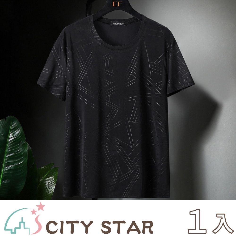 CITY STAR 大尺碼印花冰絲防皺短袖T恤 4XL-11XL