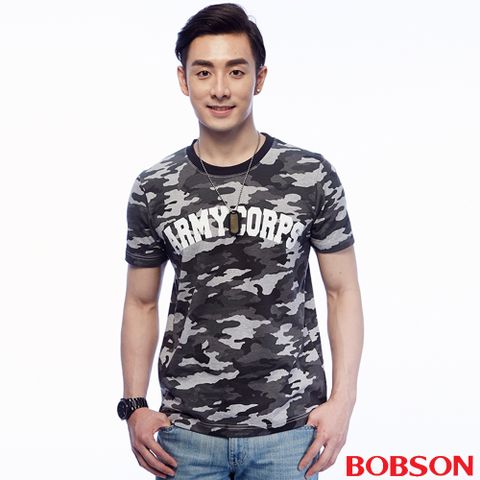 BOBSON 男款短袖迷彩印圖上衣(25014-42)