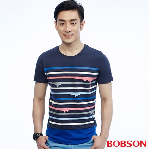 【BOBSON】男款短袖條紋上衣(26030-53)