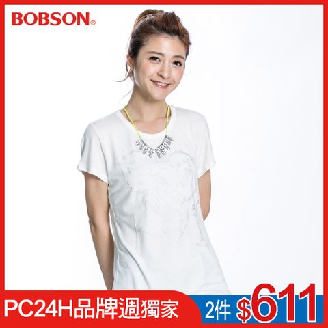 BOBSON 女款短袖印圖T恤(22133-81)