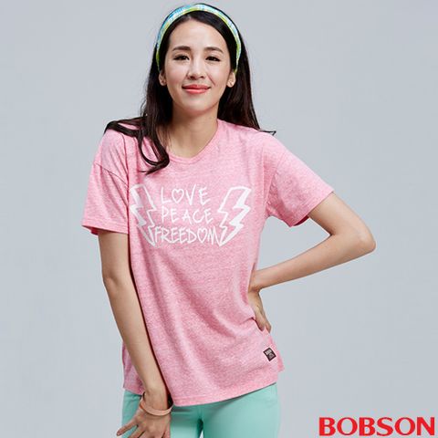 【BOBSON】女款短袖印圖寬版上衣(26098-11)