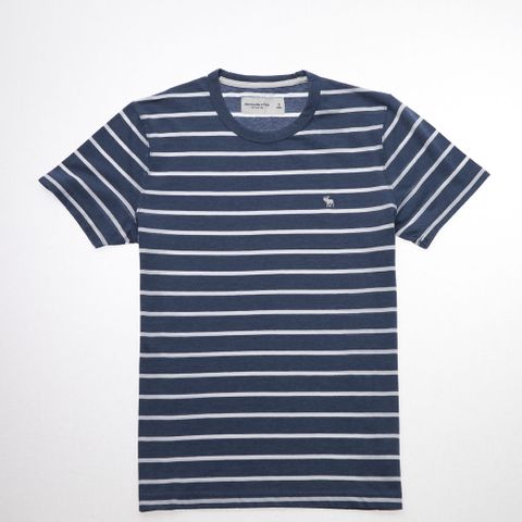 Abercrombie & Fitch AF 小麋鹿白LOGO條紋素T 藍色 AF-124-228-0857-224