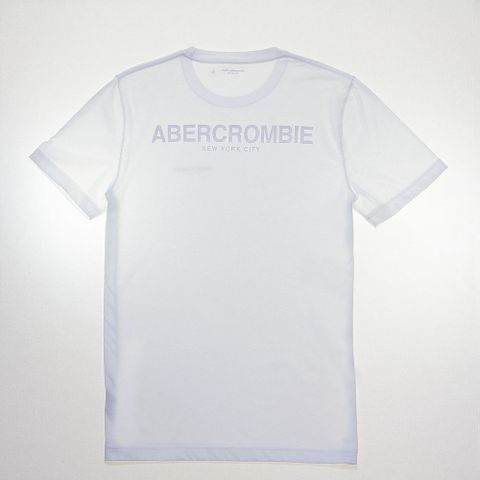 Abercrombie & Fitch A&F 文字印刷大LOGO背殺設計短T 白色 AF-123-238-3051-100