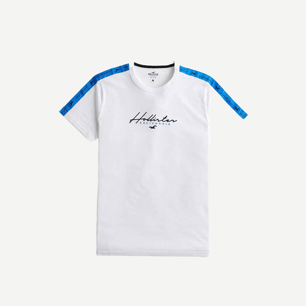 Hollister 海鷗  海鷗 熱銷刺繡小海鷗文字短袖T恤-白色
