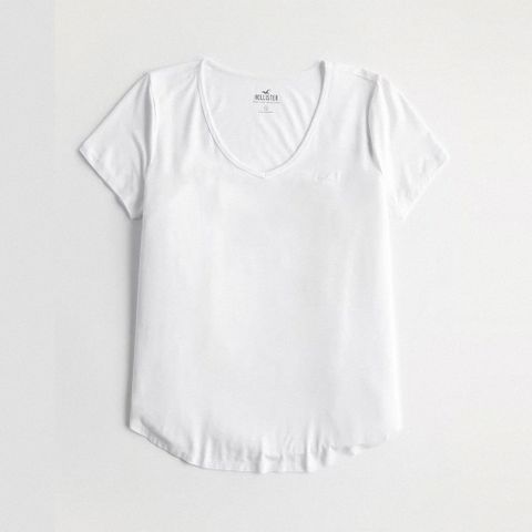 Hollister 海鷗 HCO 熱銷刺繡海鷗素面短袖T恤(女)-白色