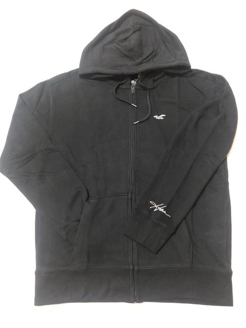 HCO 灰小海鷗刺繡LOGO連帽外套 黑