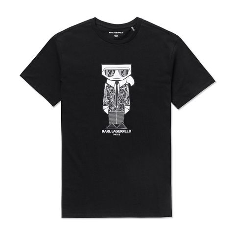 KARL LAGERFELD 老佛爺 熱銷印刷圖案短袖T恤-黑色