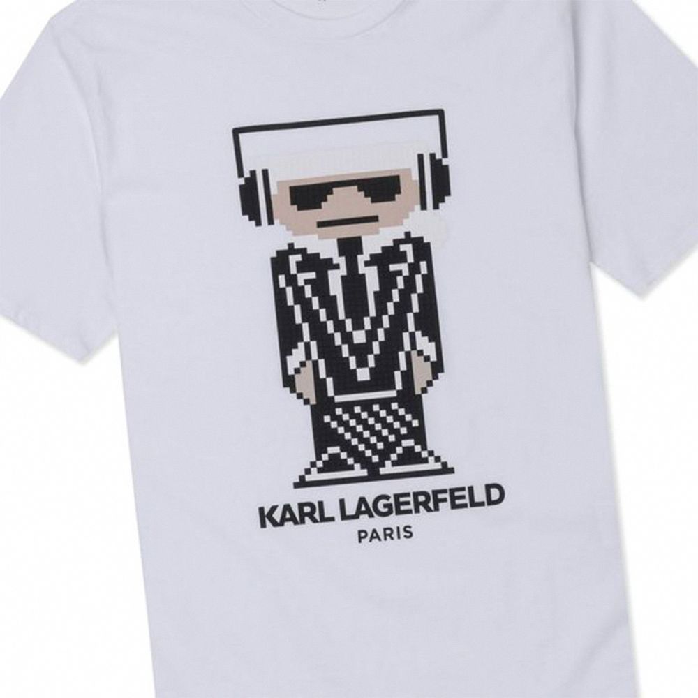 Karl Lagerfeld  老佛爺 熱銷印刷大Logo圖案短袖T恤-白色