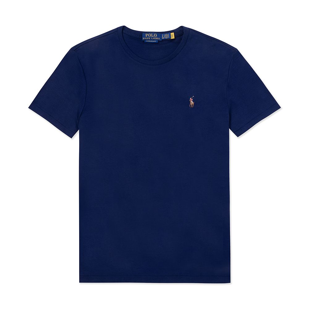 RALPH LAUREN POLO 熱銷刺繡彩小馬素面短袖T恤-深藍色