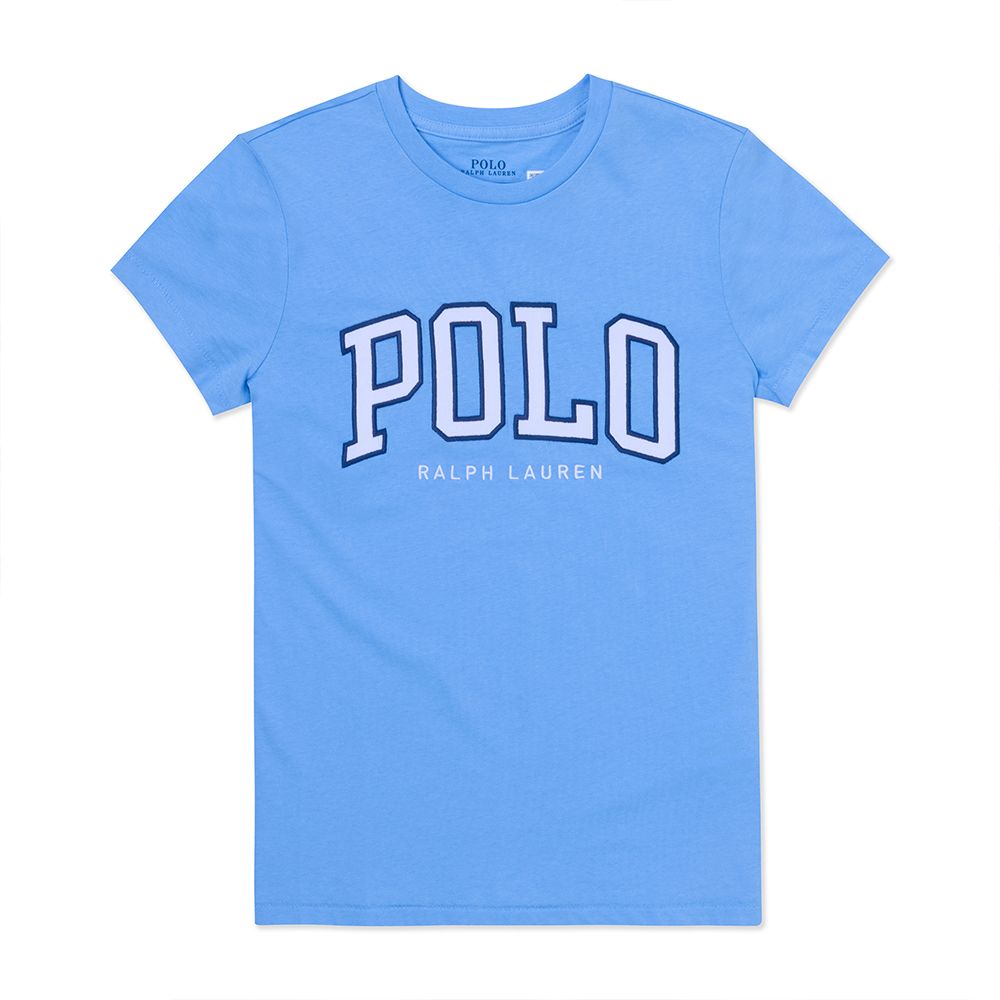 RALPH LAUREN POLO 熱銷印刷文字圖案短袖T恤(女)-水藍色