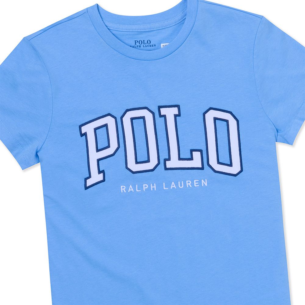 RALPH LAUREN POLO 熱銷印刷文字圖案短袖T恤(女)-水藍色