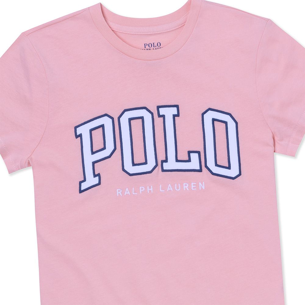 RALPH LAUREN POLO 熱銷印刷文字圖案短袖T恤(女)-粉橘色