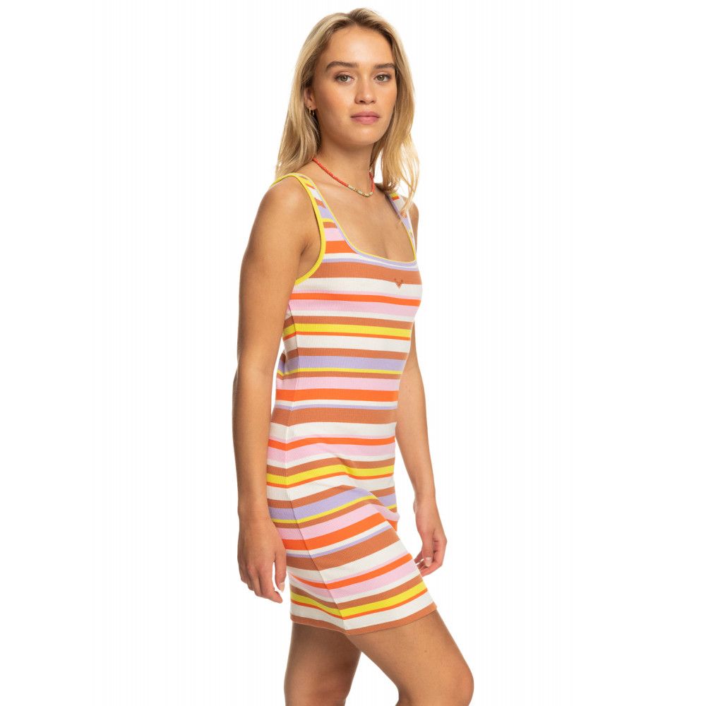 ROXY 【 x Kate Bosworth 聯名】SURF.KIND.KATE. DRESS STRIPE 無袖洋裝 粉橘