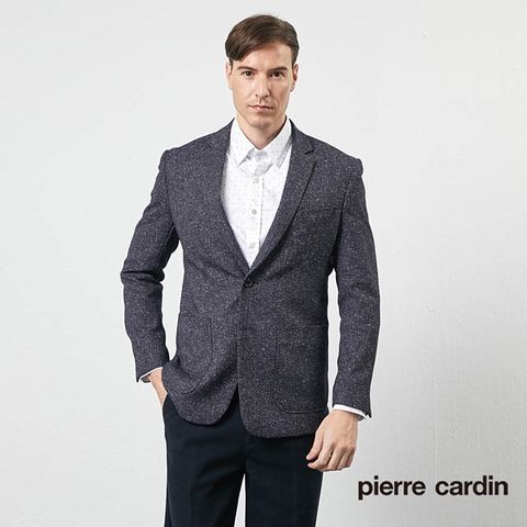 【pierre cardin 皮爾卡登】 男裝時尚簡潔休閒西裝外套-深藍 (5205571-39)