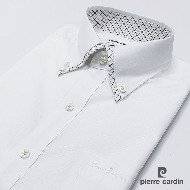 Pierre Cardin 皮爾卡登 男裝 日系品味釘釦領短袖襯衫_白色(61202-90)