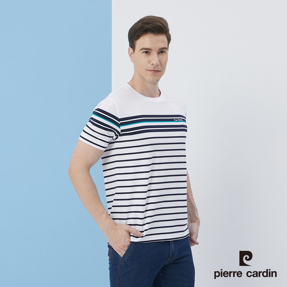 Pierre Cardin 皮爾卡登  男裝胸前印花短袖圓領衫-白色 (5217252-90)