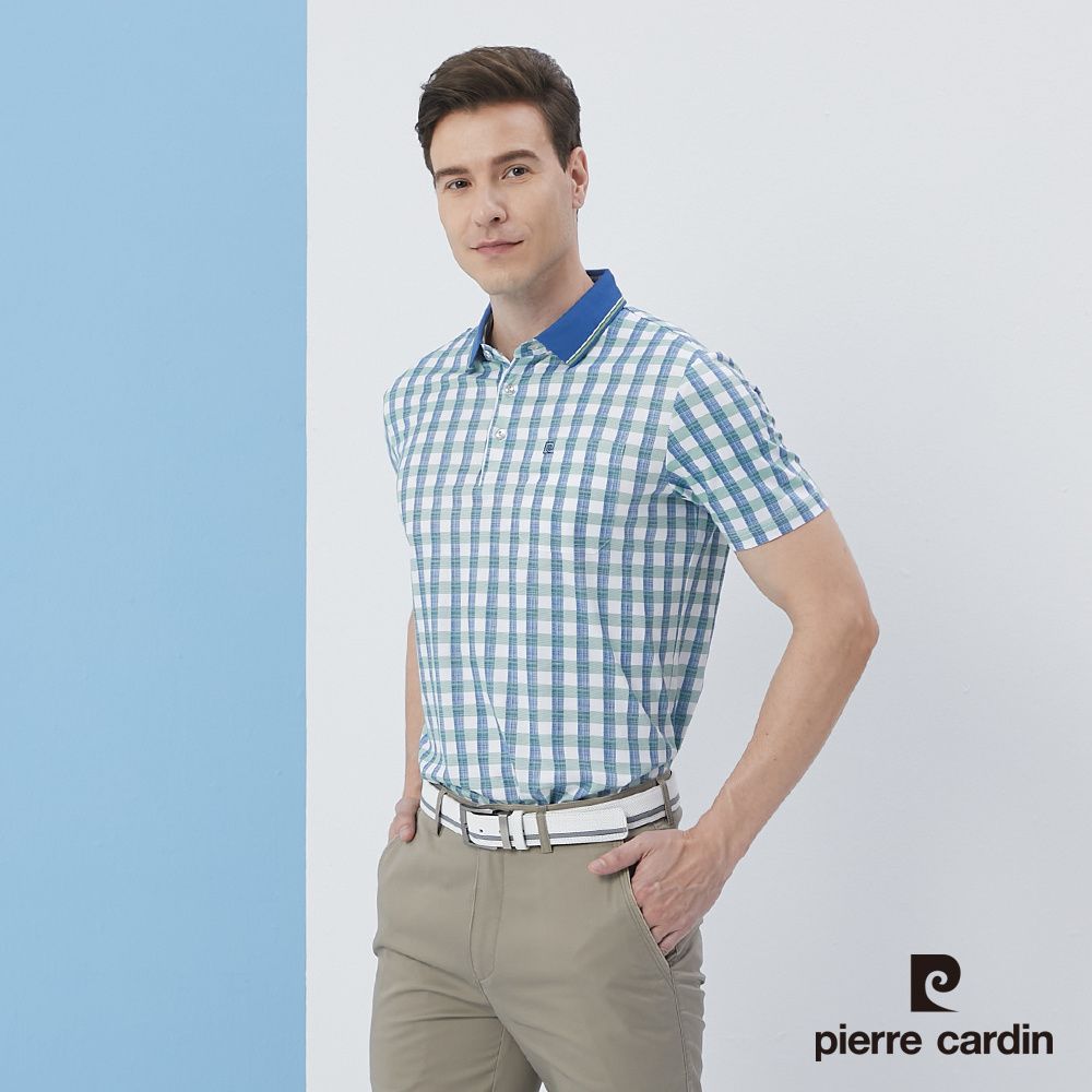 Pierre Cardin 皮爾卡登  男裝印格短袖POLO衫-綠色 (5217276-45)