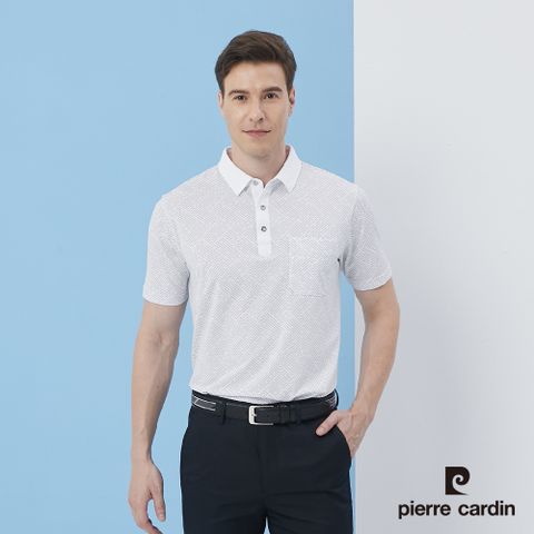 Pierre Cardin 皮爾卡登 男裝吸濕排汗加抗UV印花短袖polo衫-白色 (5217209-90)