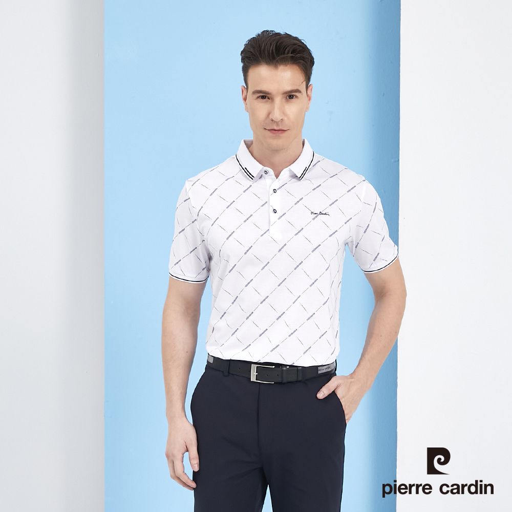 Pierre Cardin 皮爾卡登 男裝印花短袖POLO衫-白色 (5217216-90)