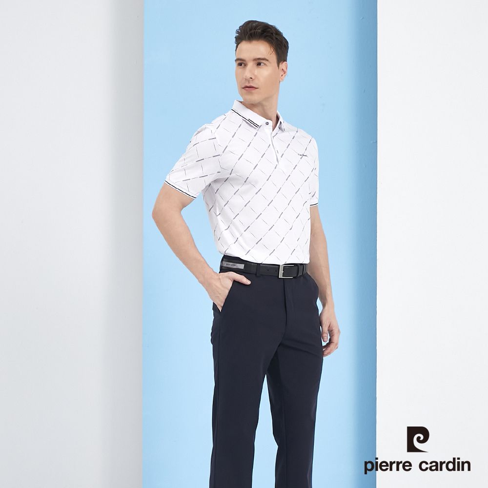 Pierre Cardin 皮爾卡登 男裝印花短袖POLO衫-白色 (5217216-90)