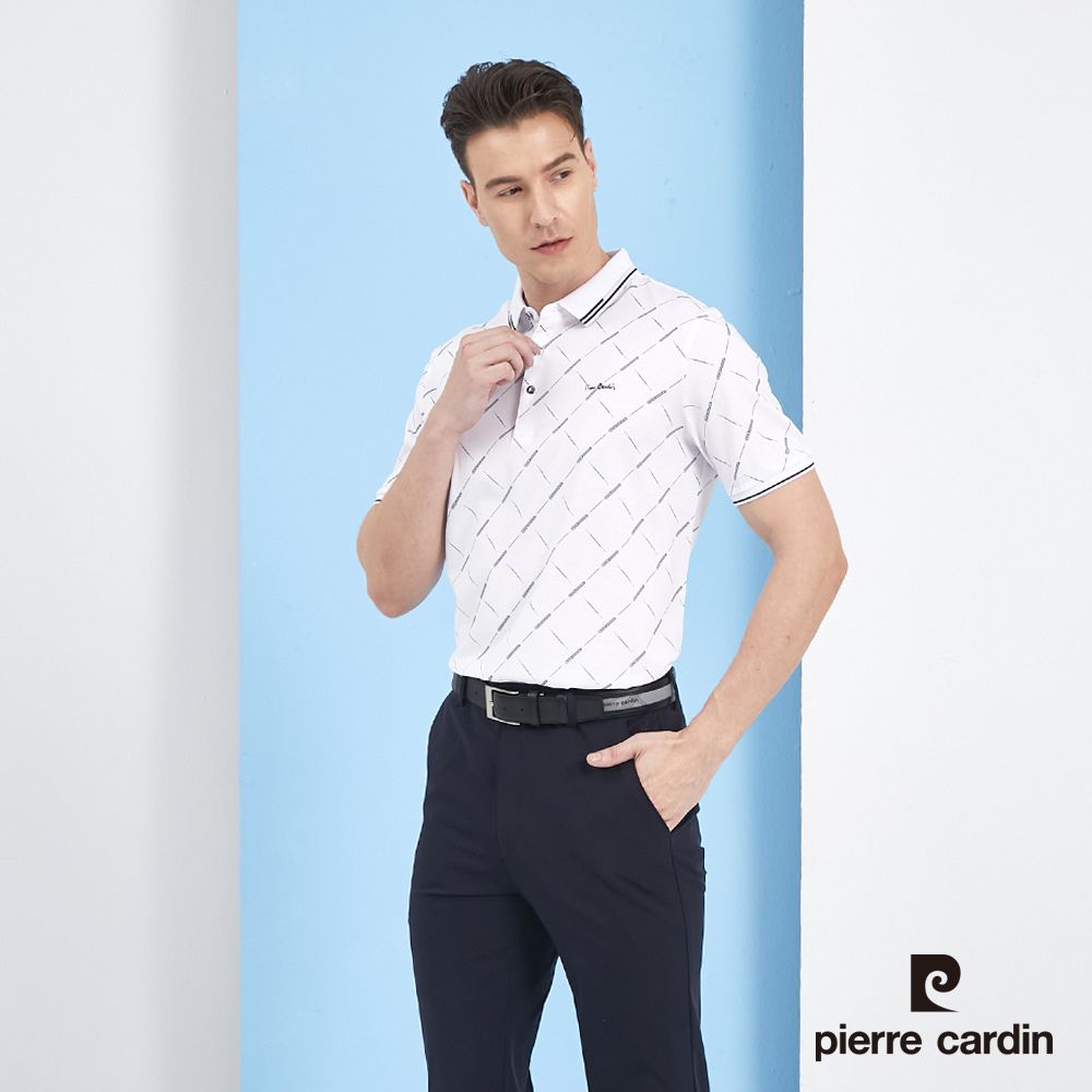 Pierre Cardin 皮爾卡登 男裝印花短袖POLO衫-白色 (5217216-90)