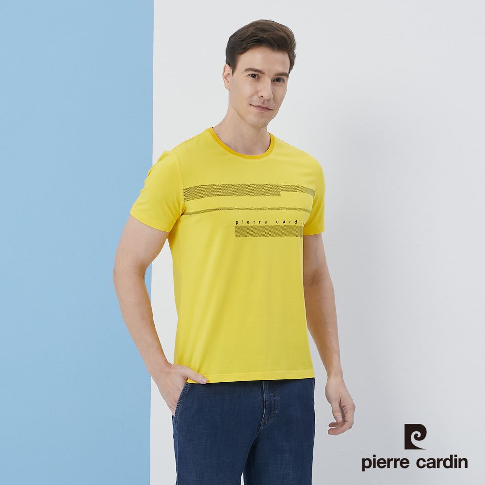 Pierre Cardin 皮爾卡登  男裝簡約印花短袖圓領衫-共三色 (5217285)