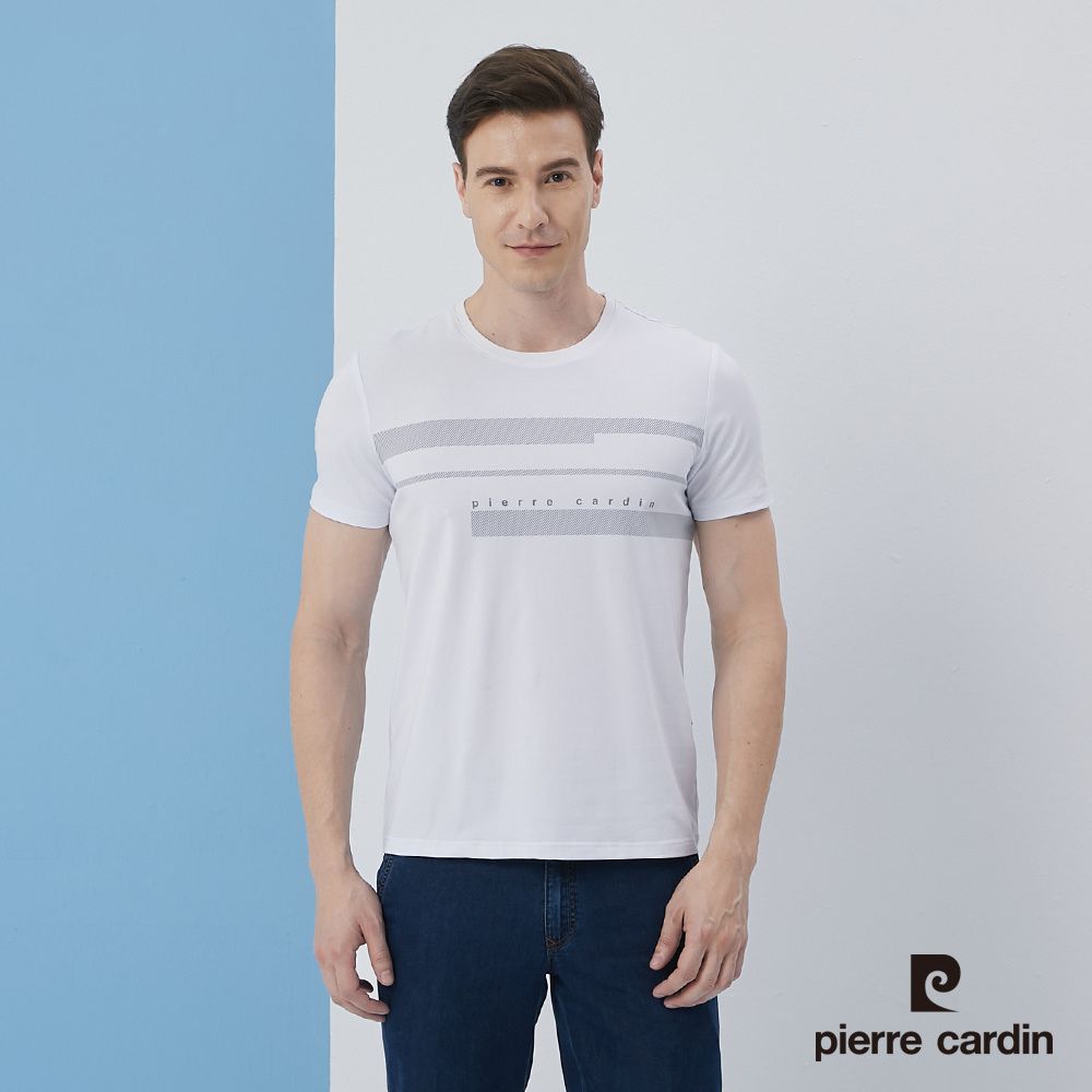 Pierre Cardin 皮爾卡登  男裝簡約印花短袖圓領衫-共三色 (5217285)