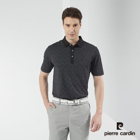 Pierre Cardin 皮爾卡登 男裝吸濕排汗加抗UV印花短袖polo衫-黑色 (5217209-99)