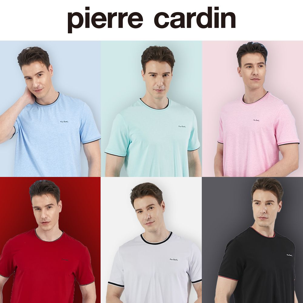 Pierre Cardin 皮爾卡登  男裝素面領配色短袖圓領衫-共六色 (5217273)