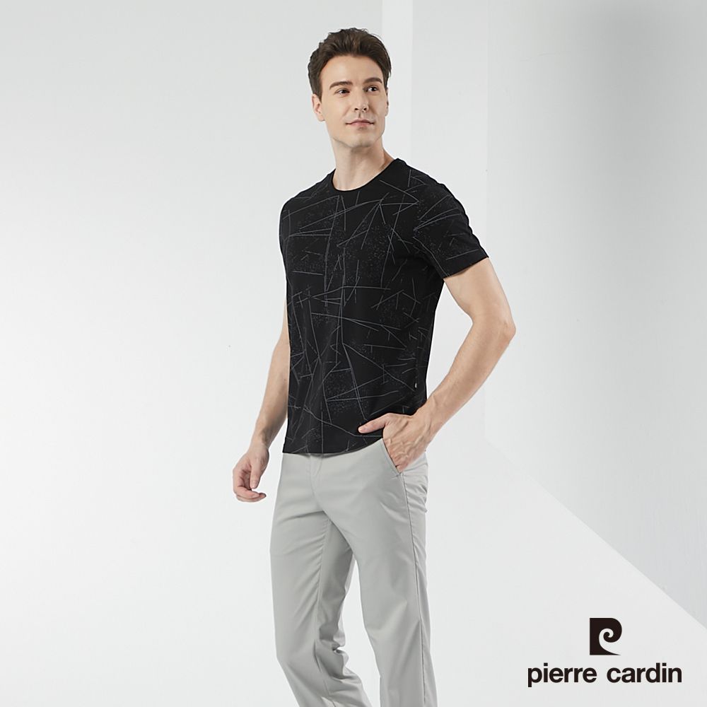 Pierre Cardin 皮爾卡登  男裝幾何印花短袖圓領衫-黑色 (5217284-99)