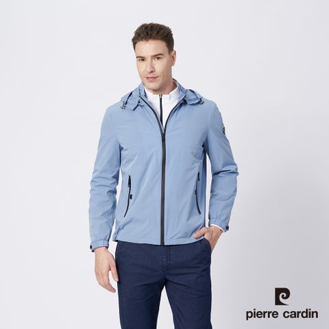 Pierre Cardin 皮爾卡登 男款 帥氣連帽薄夾克外套-灰藍色 (5215662-36)