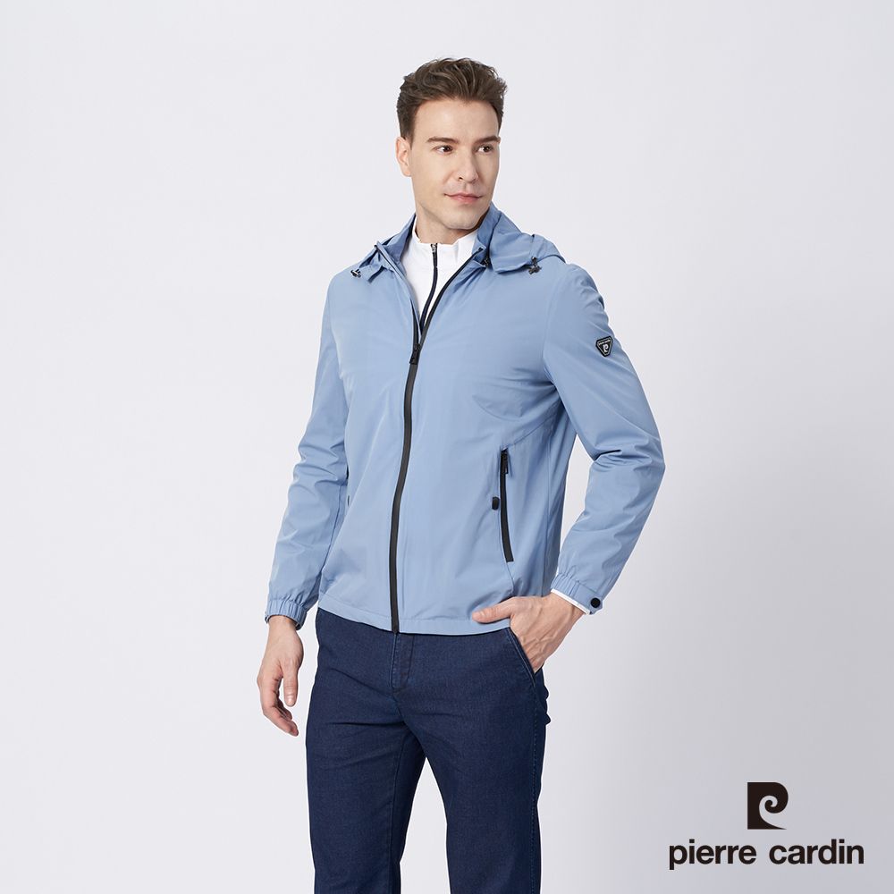 Pierre Cardin 皮爾卡登 男款 帥氣連帽薄夾克外套-灰藍色 (5215662-36)