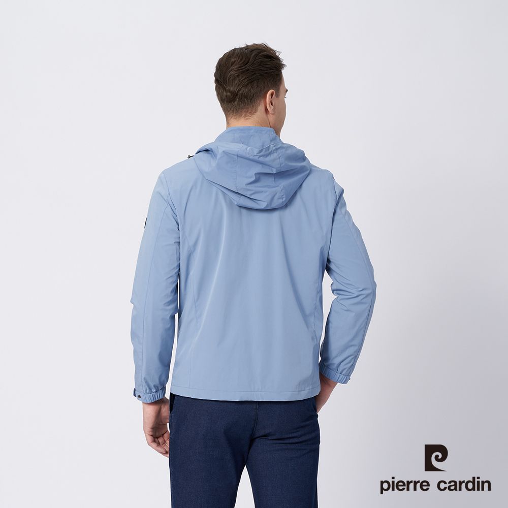 Pierre Cardin 皮爾卡登 男款 帥氣連帽薄夾克外套-灰藍色 (5215662-36)