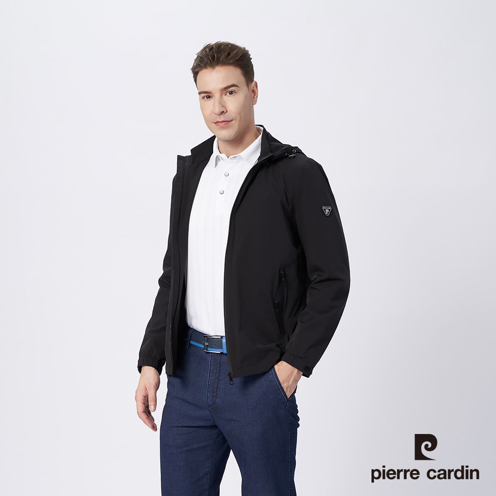 Pierre Cardin 皮爾卡登 男款 帥氣連帽薄夾克外套-黑色 (5215662-99)