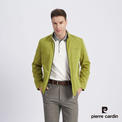 Pierre Cardin 皮爾卡登 男款 都會休閒立領薄夾克外套-黃綠色 (5215664-45)