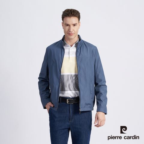 Pierre Cardin 皮爾卡登 男款 都會休閒立領薄夾克外套-藍色 (5215666-37)