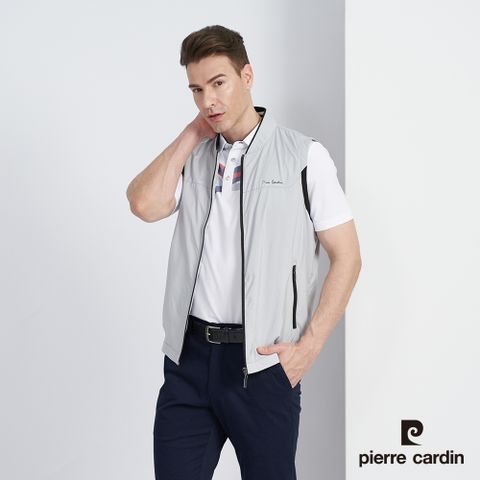 【pierre cardin 皮爾卡登】男款 都會休閒立領薄背心-淺灰色 (5227302-95) 