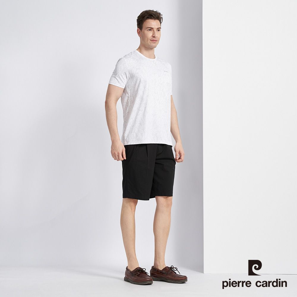 Pierre Cardin 皮爾卡登 男款 彈性側邊鬆緊打褶休閒短褲-黑色 (5227964-99)