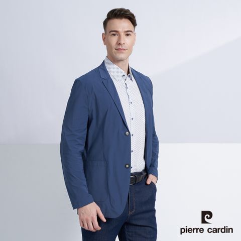 【pierre cardin 皮爾卡登】 男款 簡約時尚素色休閒西裝外套--藍色 (5227571-37)