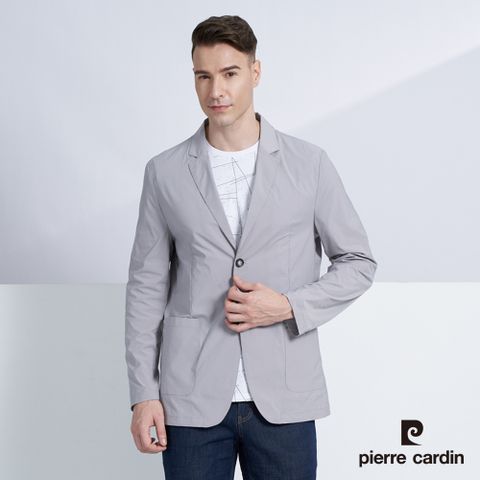 【pierre cardin 皮爾卡登】 男款 簡約時尚素色休閒西裝外套--灰色 (5227571-95)