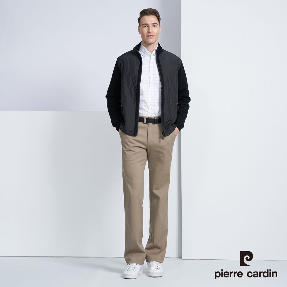 Pierre Cardin 皮爾卡登 男款 純羊毛針織立領毛衣外套-黑色(5225412-99)