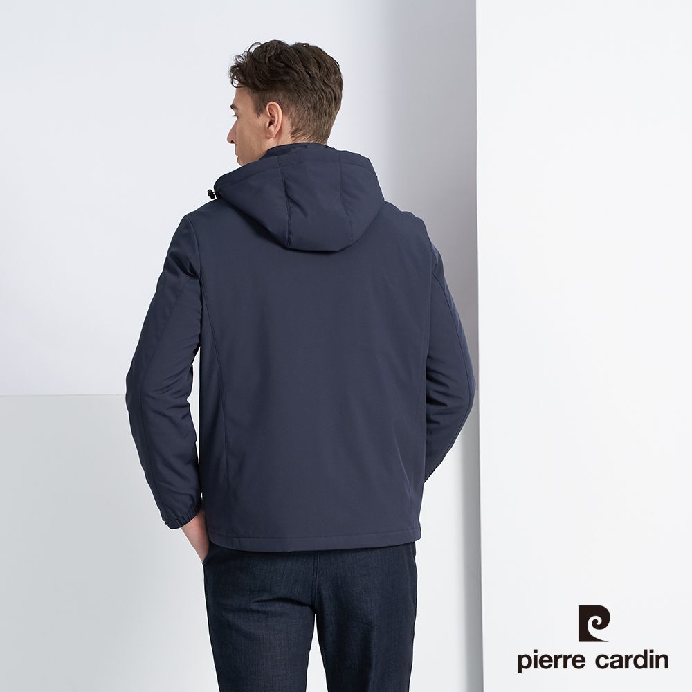 Pierre Cardin 皮爾卡登 男款 都會休閒連帽保暖鋪棉外套-深藍色(5225762-38)