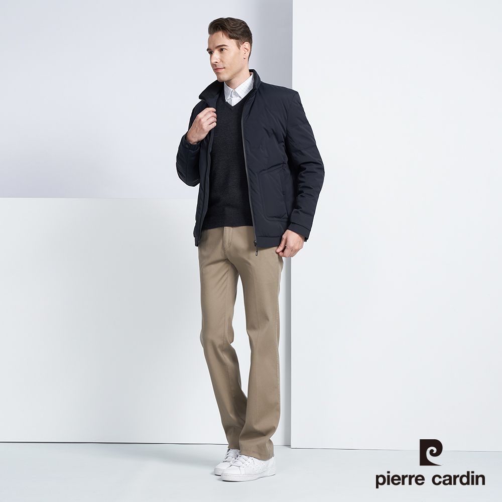 Pierre Cardin 皮爾卡登 男款 都會立領保暖羽絨外套-丈青色(5225771-38)