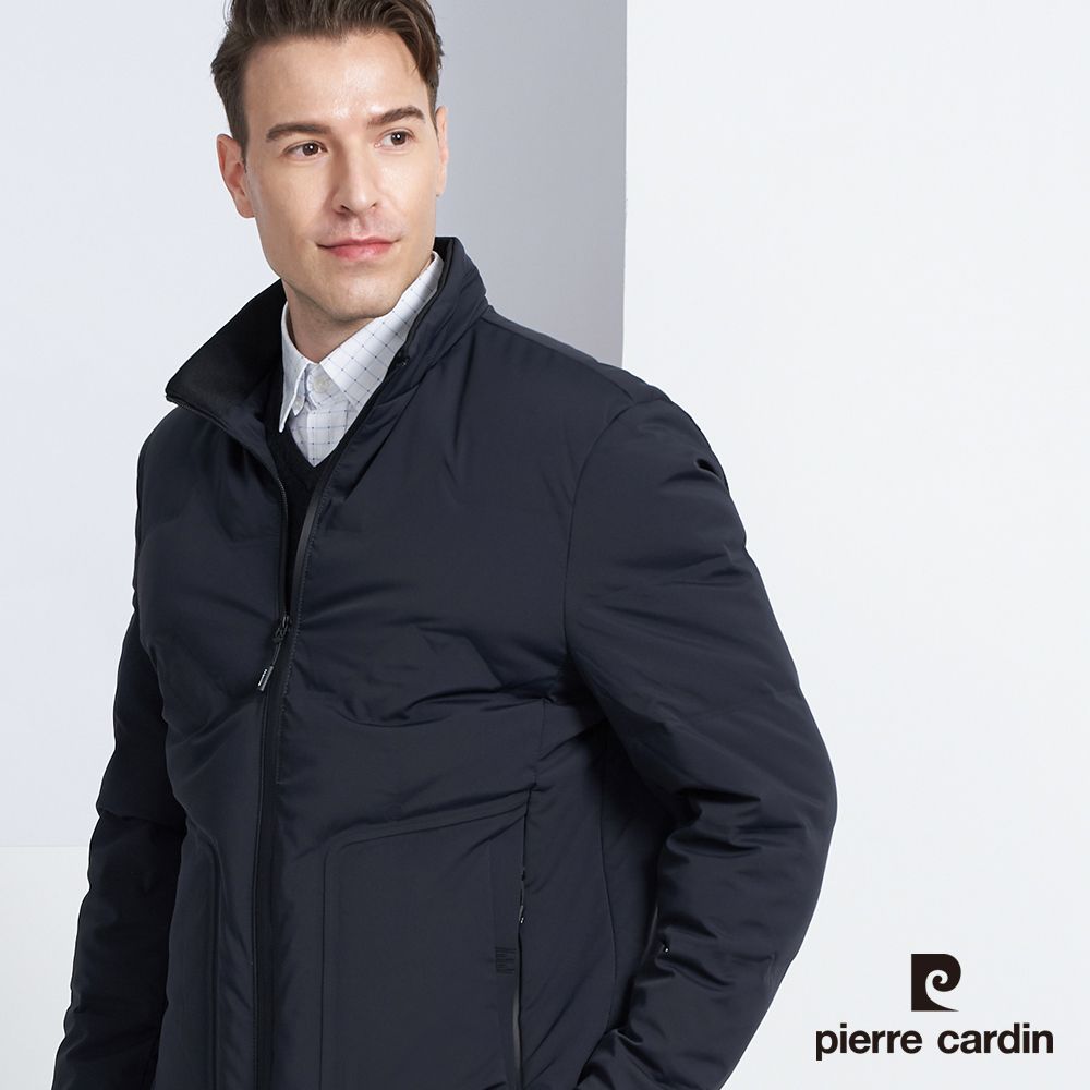 Pierre Cardin 皮爾卡登 男款 都會立領保暖羽絨外套-丈青色(5225771-38)